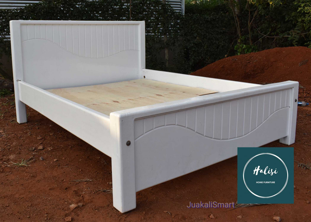 5 by 6 Hardwood White Bed
