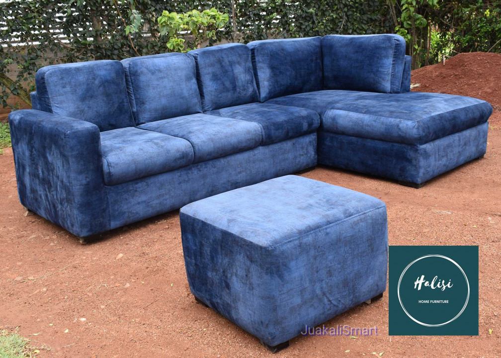 Blue L shape sofa